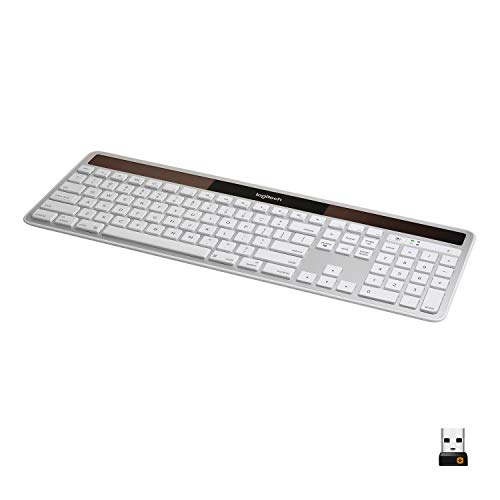 Logitech K750 Wireless Solar Keyboard for Mac — Solar Recharging, Mac-Friendly Keyboard, 2.4GHz Wireless – Silver