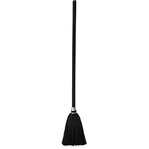 Rubbermaid Commercial Products Lobby Outdoor/Indoor Broom, Black, Heavy Duty Long Wood Handle for Courtyard/Garage/Office/Kitchen