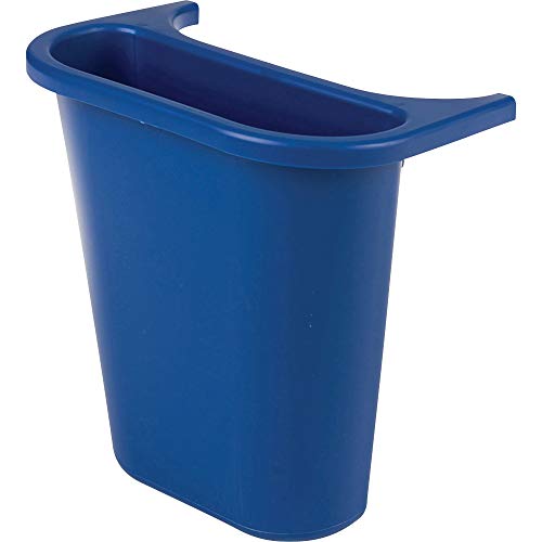 Rubbermaid Commercial Products Plastic Resin Deskside Wastebasket/Recycling Side Saddle Basket, For Use Under Desk, Blue (FG295073BLUE)