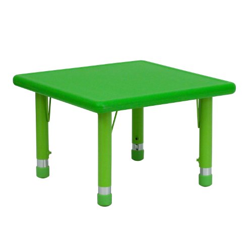Flash Furniture 24” Square Green Plastic Height Adjustable Activity Table