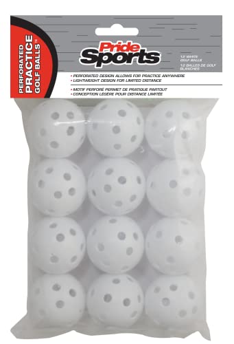 PrideSports Practice Golf Balls, Perforated, 12 Count