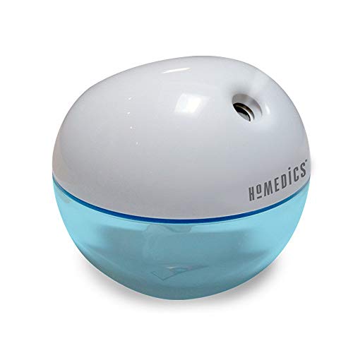 HoMedics Personal Ultrasonic Humidifier | 200 ML Reservoir, 4 Hour Runtime, Travel Size, Single Touch Operation, Whisper-Quiet | Includes AC & USB Adaptors, BONUS- 3 FREE WICK FILTERS