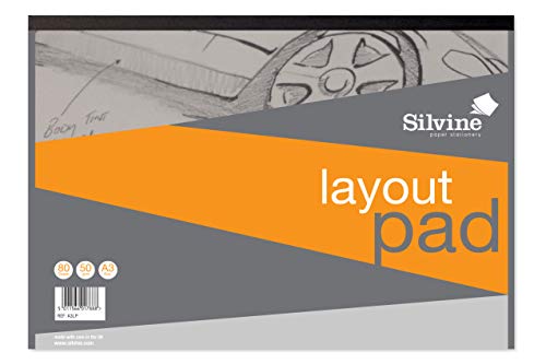 Silvine A3LP A3 Professional Layout Pad. 80 Pages Semi Transparent 50gsm Paper.Orange/Transparent