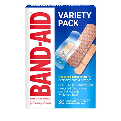 Band-Aid Brand Adhesive Bandage Family Variety Pack, Clear, Tough, and Sport Strip Bandages for Wound Care and First Aid, Assorted Sizes, 30 ct