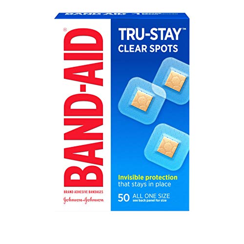 Band-Aid Brand Tru-Stay Clear Spots Discreet First Aid and Wound Care for Minor Cuts and Scrapes, All One Size, 50 Count
