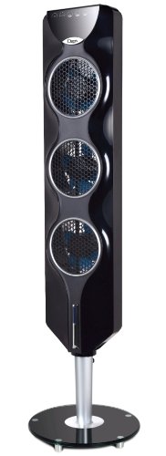 Ozeri 3x Tower Fan (44″) with Passive Noise Reduction Technology, Black with Chrome Accent