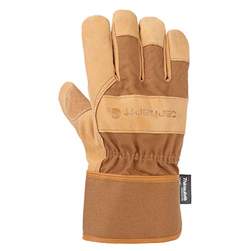 Carhartt mens Insulated Grain Leather Work With Safety Cuff Cold Weather Gloves, Brown, Large Pack of 2 US