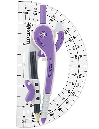 Westcott 14558-002 2-Piece Compass and Protractor Set for Math, Geometry