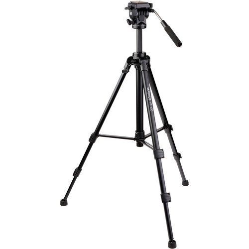 Magnus VT-300, Video Tripod System with Fluid Head, Extends to 64”, Max Load 15 lbs. Mid-Level Spreader, Replaceable Rubber Feet. Plus Quick Release plate, Pan Bar, Carry Case with Shoulder Strap