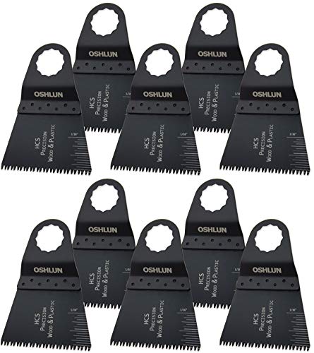 Oshlun MMS-1110 2-2/3-Inch Precision Japan HCS Oscillating Tool Blade for FEIN SuperCut and Festool Vecturo, 10-Pack