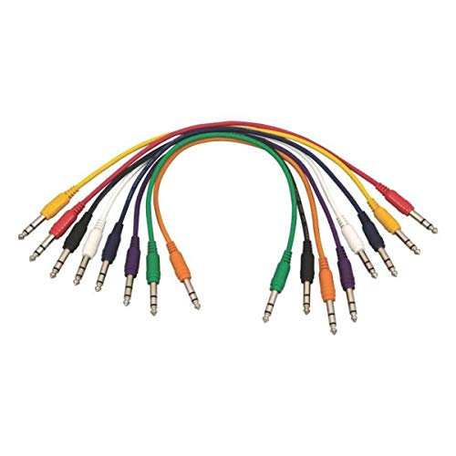 On-Stage Hot Wires Straight 1/4″ TRS Patch Cables, 17″ (8 Pack)