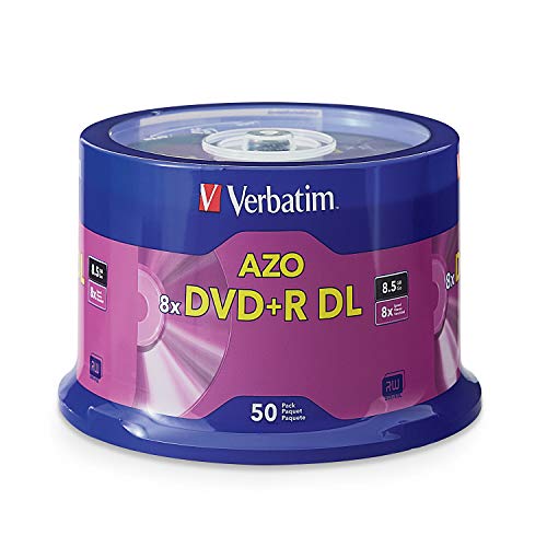 Verbatim DVD+R DL 8.5GB 8X with Branded Surface – 50pk Spindle