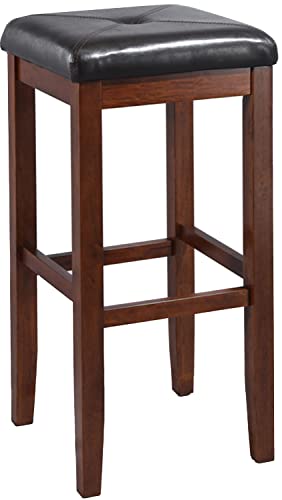 Crosley Furniture Upholstered Square Seat Bar Stool (Set of 2), 29-inch, Vintage Mahogany
