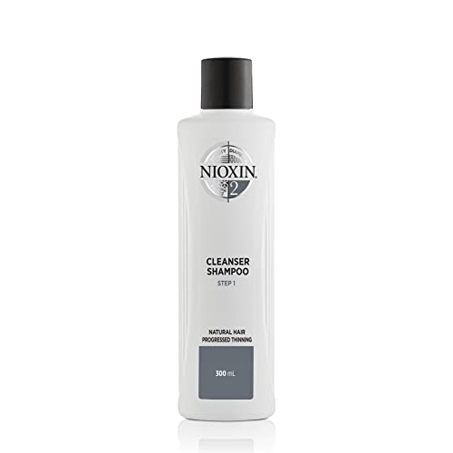 Nioxin System 2 Scalp Cleansing Shampoo with Peppermint Oil, Treats Dry and Sensitive Scalp, Dandruff Relief and Anti-Hair Breakage, For Natural Hair with Progressed Thinning, 10.1 fl oz