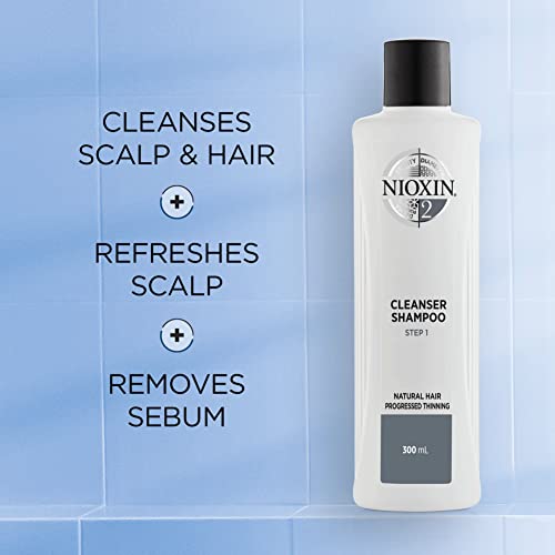 Nioxin System 2 Scalp Cleansing Shampoo with Peppermint Oil, Treats Dry and Sensitive Scalp, Dandruff Relief and Anti-Hair Breakage, For Natural Hair with Progressed Thinning, 10.1 fl oz | The Storepaperoomates Retail Market - Fast Affordable Shopping
