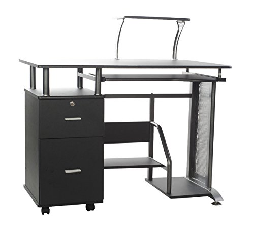 OneSpace Rothmin Computer Desk with Storage Cabinet,Black
