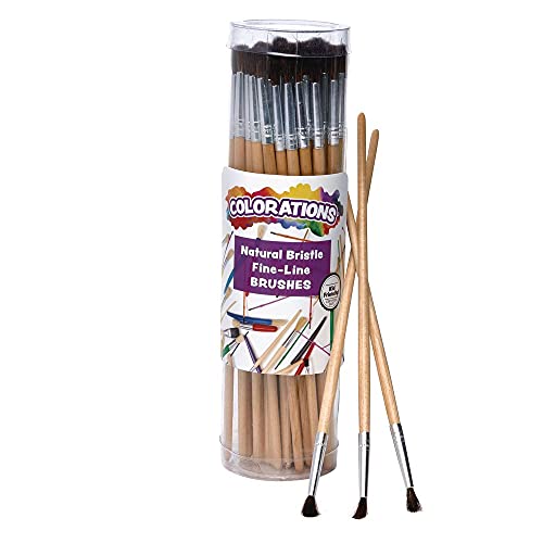 Colorations® Fine Line All-Purpose Easel Brush, Set of 60, Wood Handles with Natural Bristle, Paintbrushes for all types of Paint, Paint Brushes for Kids, Bulk Paintbrushes, Paintbrush Value Pack