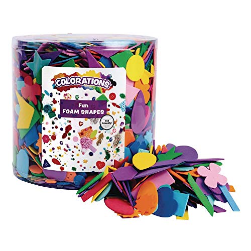 Colorations Bucket of Fun Foam Shapes Multicolor Arts and Crafts Material for Kids (1/2 lb.)
