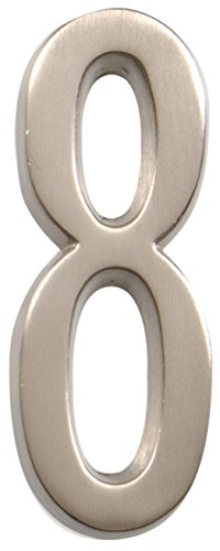 Distinctions by Hillman 843288 4-Inch Die Cast Self-Adhesive House Address, Brushed Nickel, Number 8