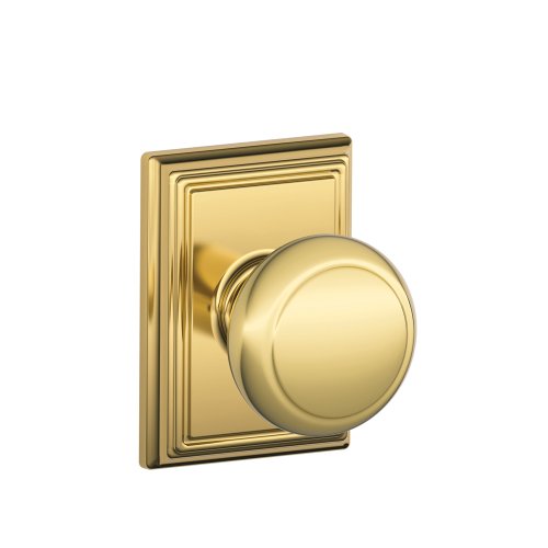 SCHLAGE F10 and 505 ADD Addison Collection Andover Passage Knob, PVD Bright Brass