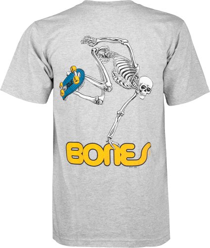 Powell Peralta Skateboard Skeleton T-Shirt, Gray, X-Large