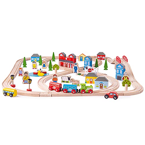 Bigjigs Rail, Town and Country Train Set, Wooden Toys, Wooden Train Set, Trains for Kids, Train Toys, Bigjigs Train, Wooden Train Track, Bigjigs Train Accessories