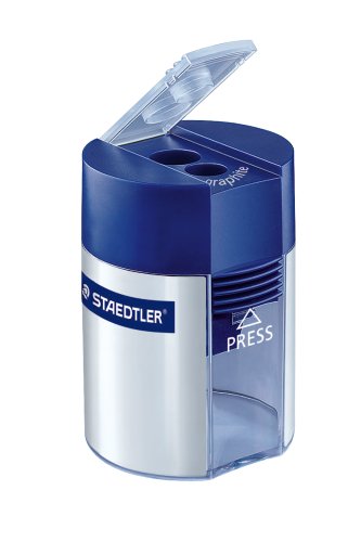 Staedtler Double Hole Pencil Sharpener, Two Holes for Standard Pencils, Large Colored Pencils, and Makeup Pencils, 512 006