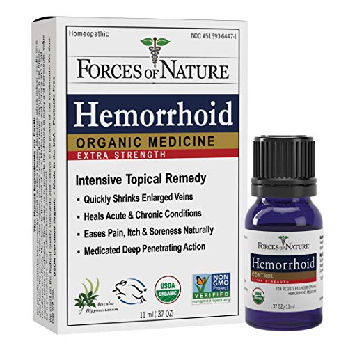 Forces of Nature –Natural, Organic, Hemorrhoid Extra Strength Relief (11ml) Non GMO, No Harmful Chemicals -Quickly Shrink Enlarged Veins, Ease Pain, Soreness, Itching Associated with Hemorrhoids