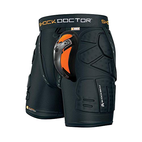 Shock Doctor Boy’s Impact & Compression Shorts with Carbon Athletic Cup, Moisture Wicking Vented Protection, Youth Size