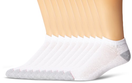 Hanes mens Freshiq, X-temp Cushioned Foot Bottom No Show (Pack of 12 Pairs) Low Cut Sock, White, 6 US
