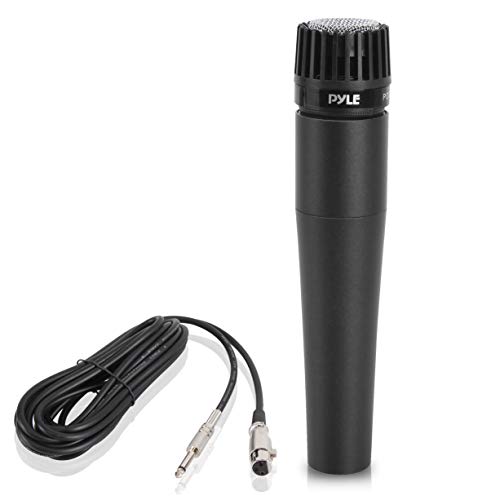 PYLE-PRO Professional Handheld Moving Coil Microphone – Dynamic Cardioid Unidirectional Vocal, Built-in Acoustic Pop Filter, Includes 15ft XLR Audio Cable to 1/4” Audio Connection – Pyle PDMIC78,Black