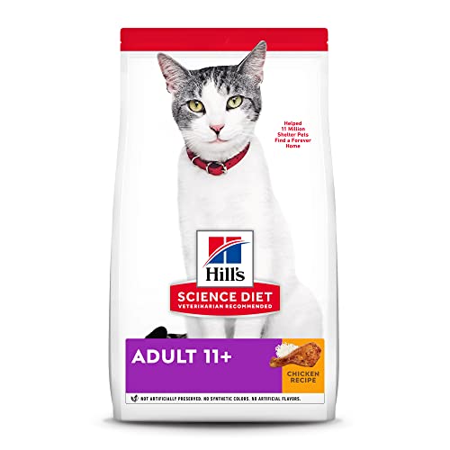 Hill’s Science Diet Dry Cat Food, Adult 11+ for Senior Cats, Chicken Recipe, 15.5 lb. Bag