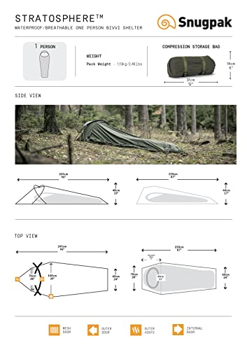 Snugpak Stratosphere 1 Person Bivvi Tent, Waterproof, Olive | The Storepaperoomates Retail Market - Fast Affordable Shopping