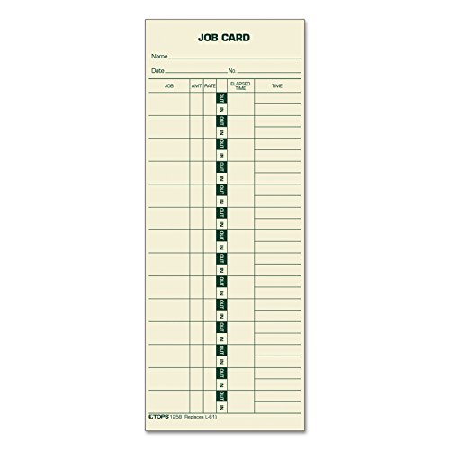 Tops 1258 Time Card for Cincinnati Lathem Simplex Job Card 1-Sided 3-1/2 x 9 500/Box