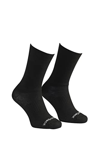 Wrightsock Coolmesh II Crew Blister Free Socks – Lightweight & Breathable Ankle Socks For Women & Men/Durable & Dry/Perfect for Running, Hiking & Travel, Black- Medium