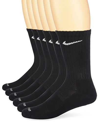 Nike Dri-FIT Crew Socks (Medium/6 Pairs) Black/White Size Medium