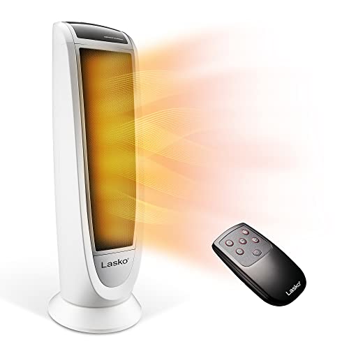 Lasko Oscillating Digital Ceramic Tower Heater for Home with Overheat Protection, Timer and Remote Control, 22.75 Inches, 1500W, White, 5165