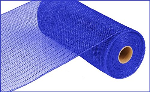 10 inch x 30 feet Deco Poly Mesh Ribbon – Royal Blue with Blue Foil