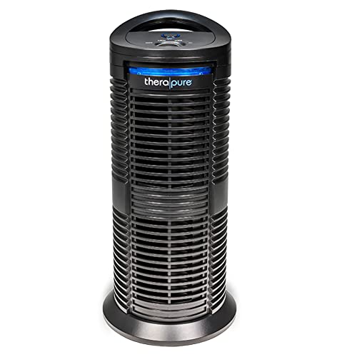 ENVION Therapure TPP220 Small Room Quiet Operating Filter HEPA Air Purifier with 3 Fan Speeds, UV-C Germicidal Light, and Built In Handle, Black
