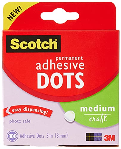 Scotch Adhesive Dots, Medium, 300 Dots/Pack, Easy Dispensing, Permanent, Photo-Safe (010-300M) (Packaging May Vary)