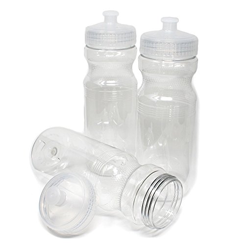 Rolling Sands BPA-Free 24 Ounce Clear Water Bottles, 3 Pack, Made in USA