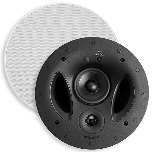Polk Audio 70-RT 3-Way In-Ceiling Speaker (2.5” Driver, 7” Sub) – The Vanishing Series | Power Port | Paintable Grille | Dual Band-Pass Bass Ports White