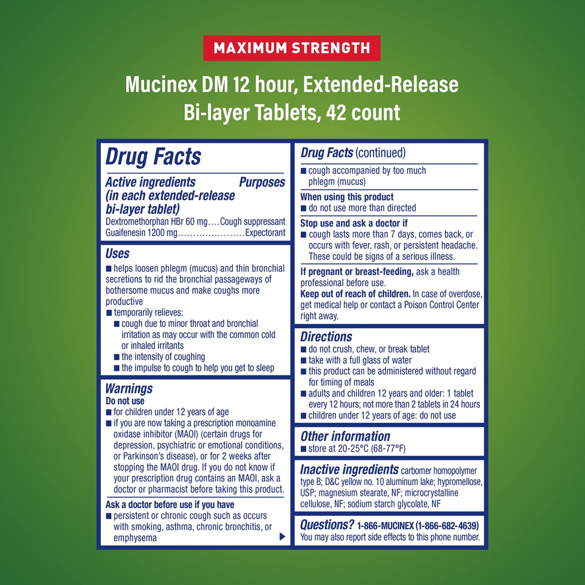Cough Suppressant and Expectorant,Mucinex DM Maximum Strength 12 HourTablets 42ct, 1200 mg Guaifenesin,Relieves Chest Congestion,Quiets Wet and Dry Cough,#1Doctor Recommended OTC expectorant | The Storepaperoomates Retail Market - Fast Affordable Shopping