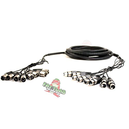 XLR Snake Cable Patch (10ft X 8 Channels) by FAT TOAD | Studio Stage, Live Sound Recording Multicore Cords | Pro Audio Shielded Balanced Wires for Microphone Interface Hub, DJ Digital Mixer, Amplifier