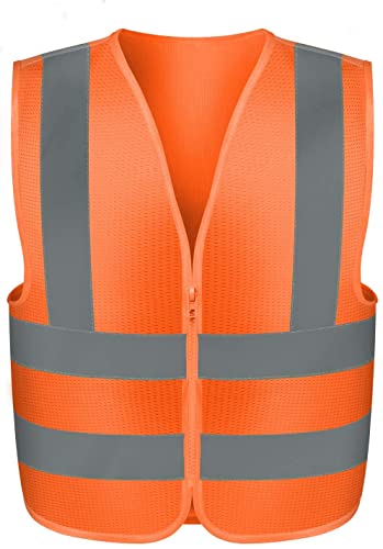 Neiko 53948A High-Visibility Safety Vest with Reflective Strips for Emergency, Construction, and Safety Use, Neon Orange, XXX-Large
