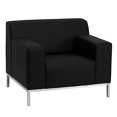 Flash Furniture HERCULES Definity Series Contemporary Black LeatherSoft Chair with Stainless Steel Frame