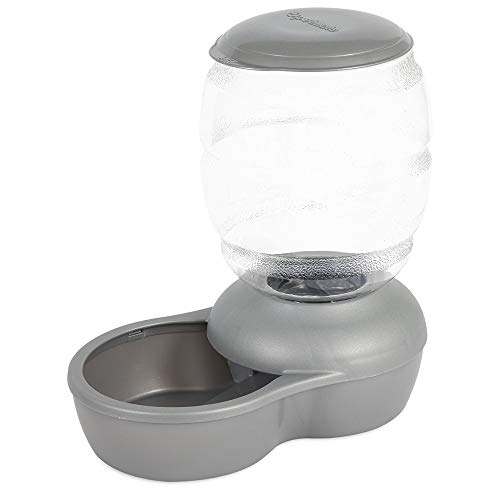 Petmate Replendish Feeder with Automatic Cat and Dog Feeder, 5 LB, Pearl Silver Grey