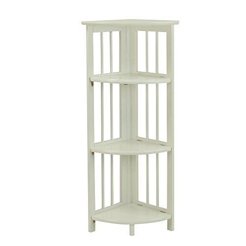 Casual Home 4-Shelf Corner Folding Bookcase, White | The Storepaperoomates Retail Market - Fast Affordable Shopping