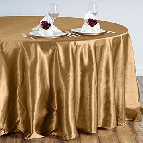 BalsaCircle 108-Inch Gold Round Satin Tablecloth Table Cover Linens for Wedding Party Catering Kitchen Dining Events Kitchen Dining