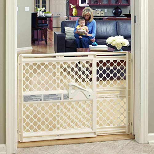 Toddleroo by North States 42” Wide Supergate Ergo Baby Gate, Made in USA: for doorways or stairways. Includes Wall Cups. Pressure or Hardware Mount. 26” – 42” Wide (26″ Tall, Ivory)